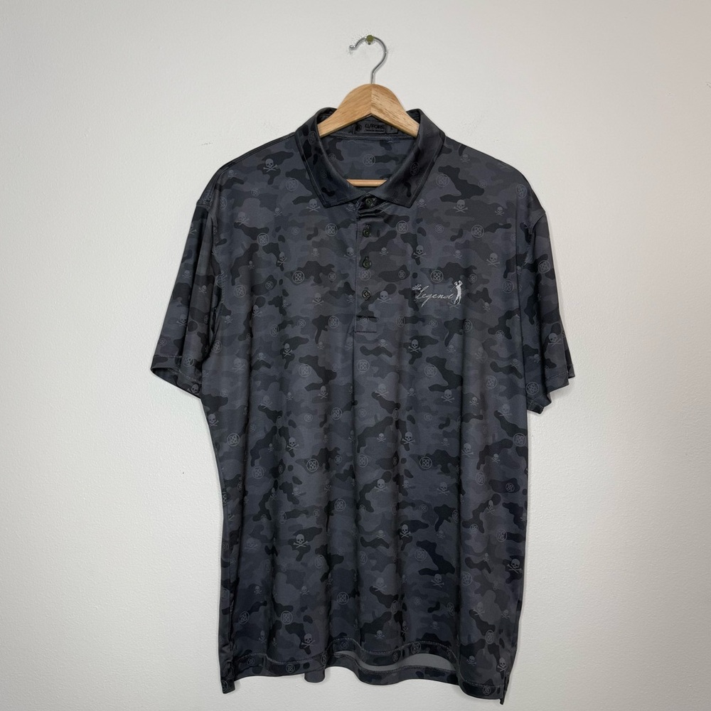 G/Fore Black Grey Camo Golf Polo The Legend Golf Course Polo size large
